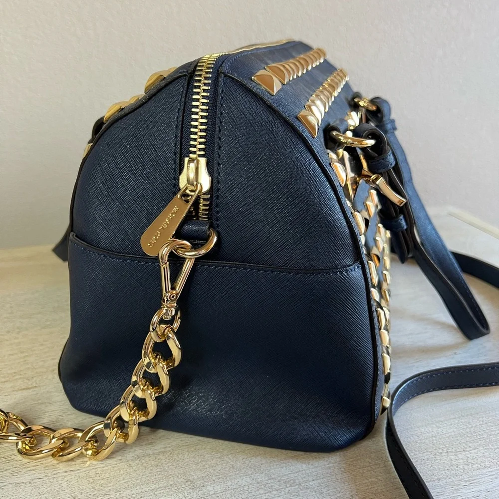 Michael Kors Leather Studded Grayson Satchel Bag - Picture 5 of 16